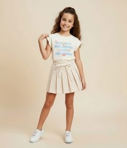 Camiseta Infantil Oversized com Estampa e Frufru - Tam 5 a 14 anos