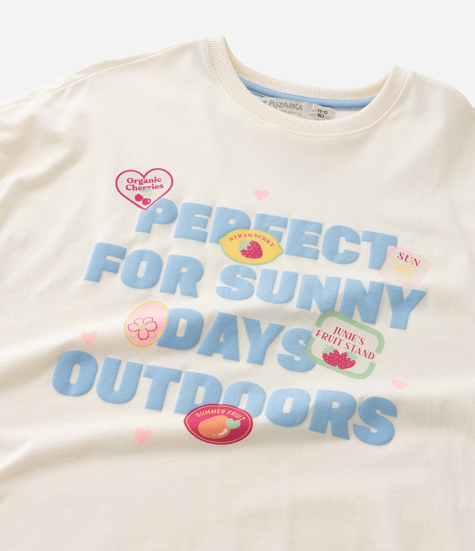 Camiseta Infantil Oversized com Estampa e Frufru - Tam 5 a 14 anos Bege 8