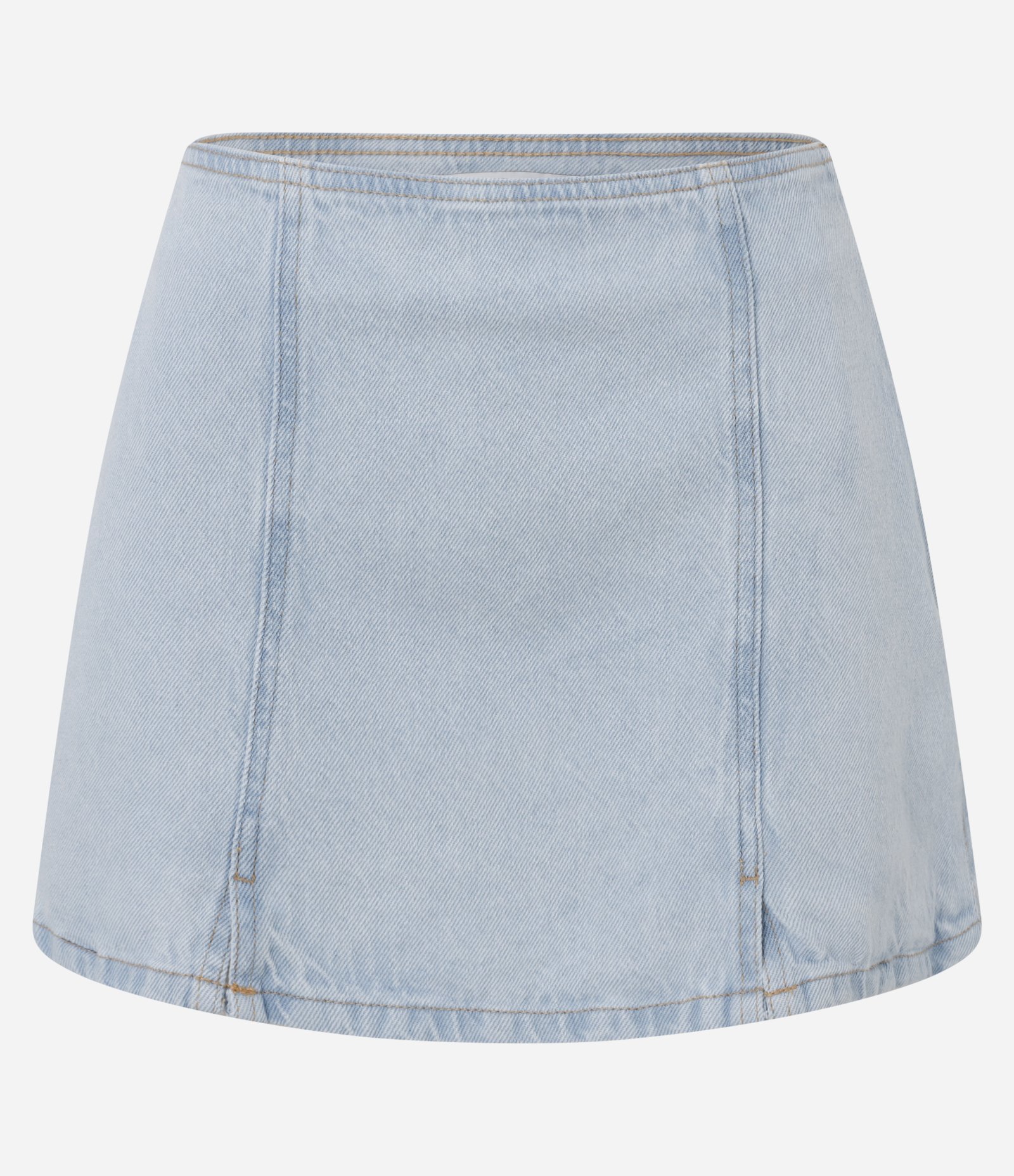 Saia Reta Curta em Jeans com Fendinhas e Zíper Lateral Azul 5