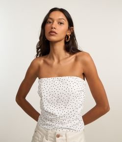 Blusa Tomara que Caia em Crepe Poá com Drapeados