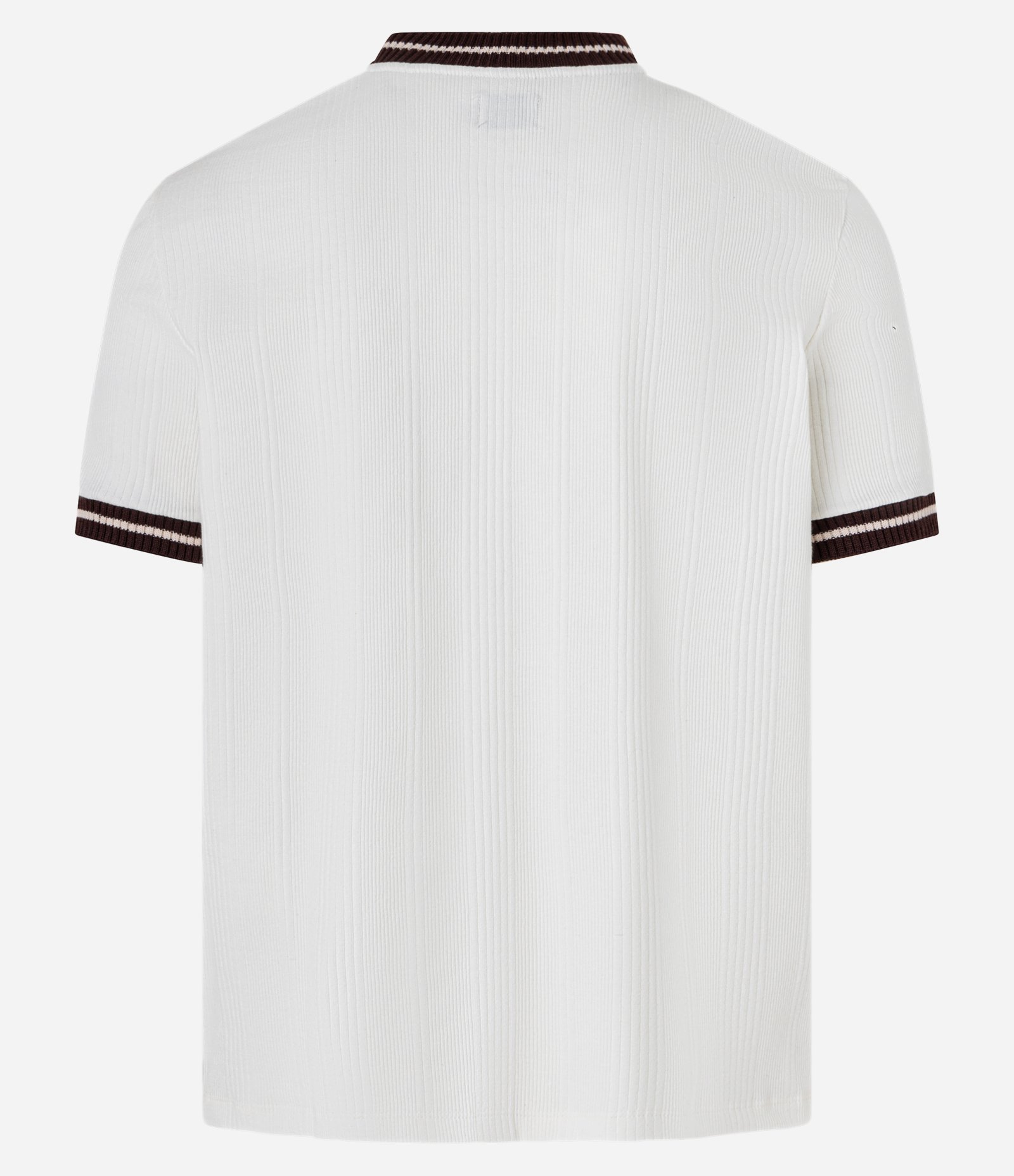 Camiseta em Algodão com Viés em Ribana Contrastante e Textura Vertical Branco 8