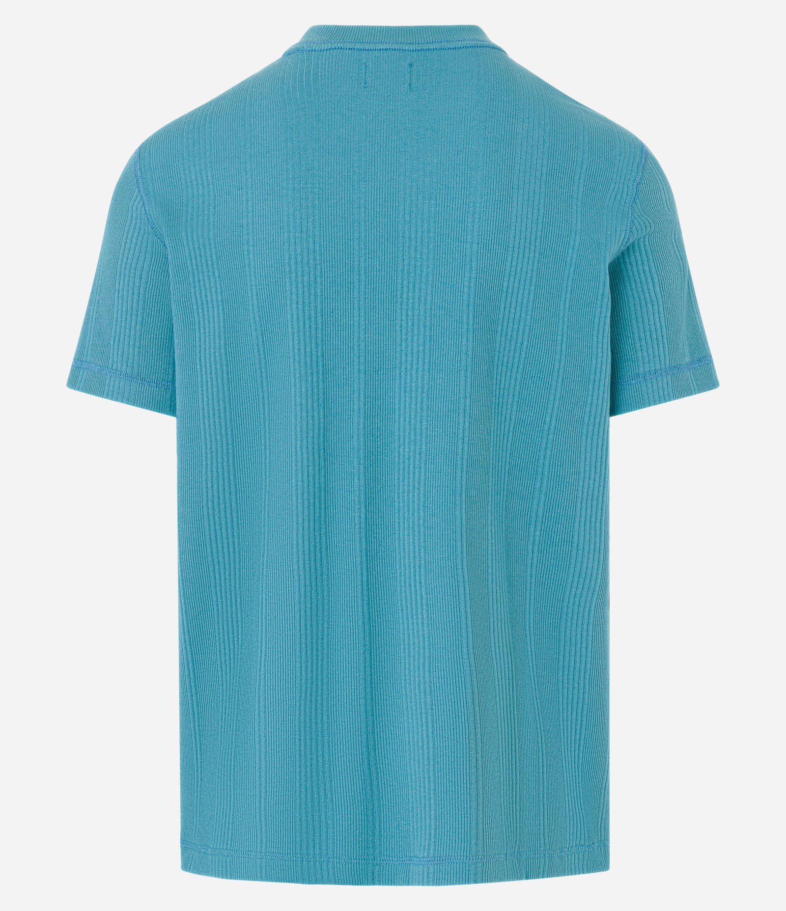 Camiseta Regular em Algodão com Textura Vertical Azul 7