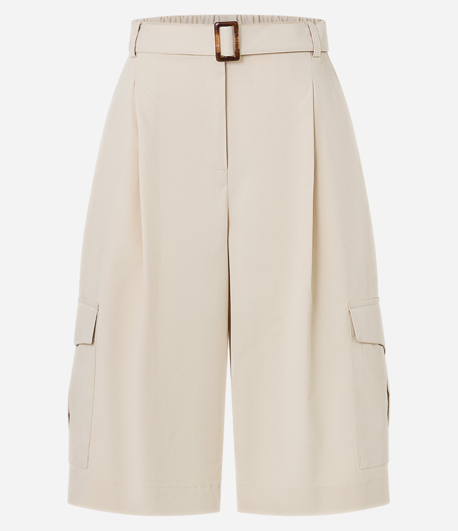 Bermuda Evasê em Sarja com Fivela e Bolso Utilitário Bege 8