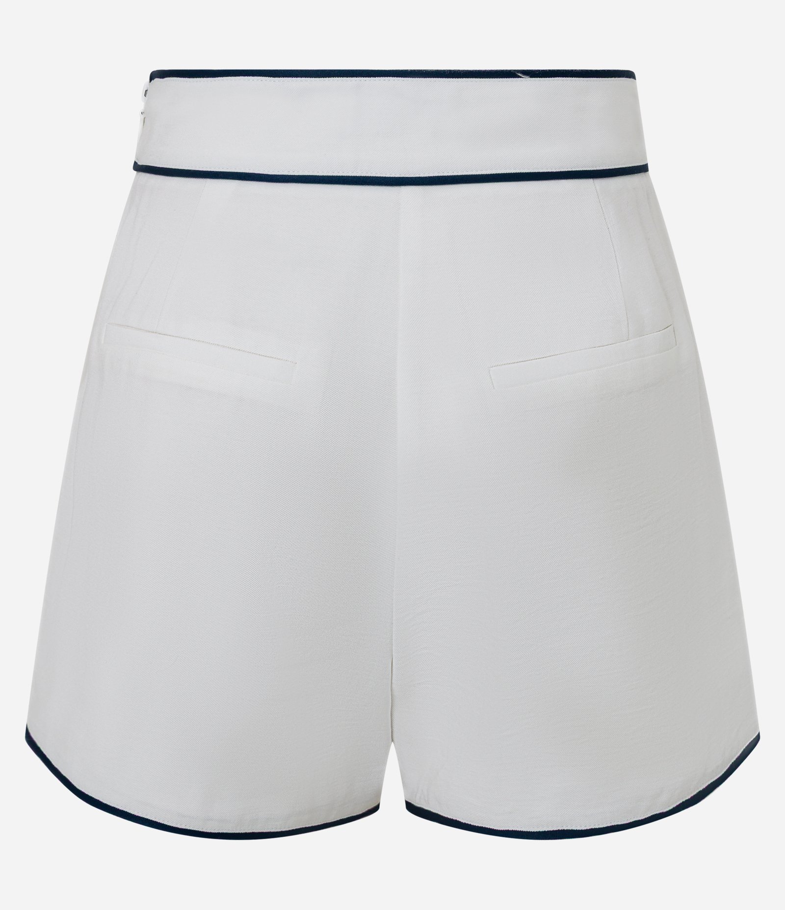 Short Alfaiatado em Crepe com Botões Metalizados e Viés Contrastante Branco Neve 7