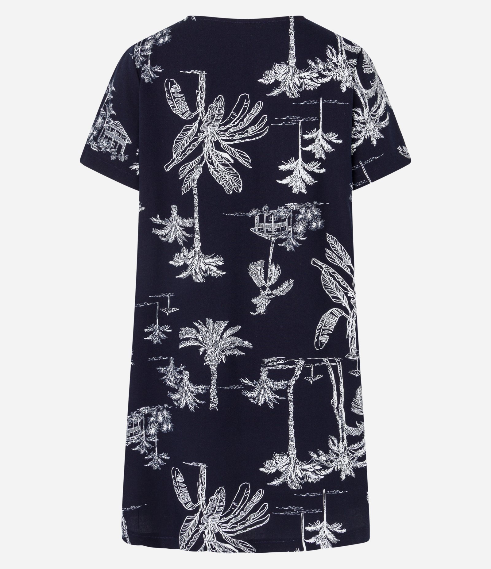 Vestido T-Shirt Reto em Viscose com Estampa Coqueiros Azul Marinho 6
