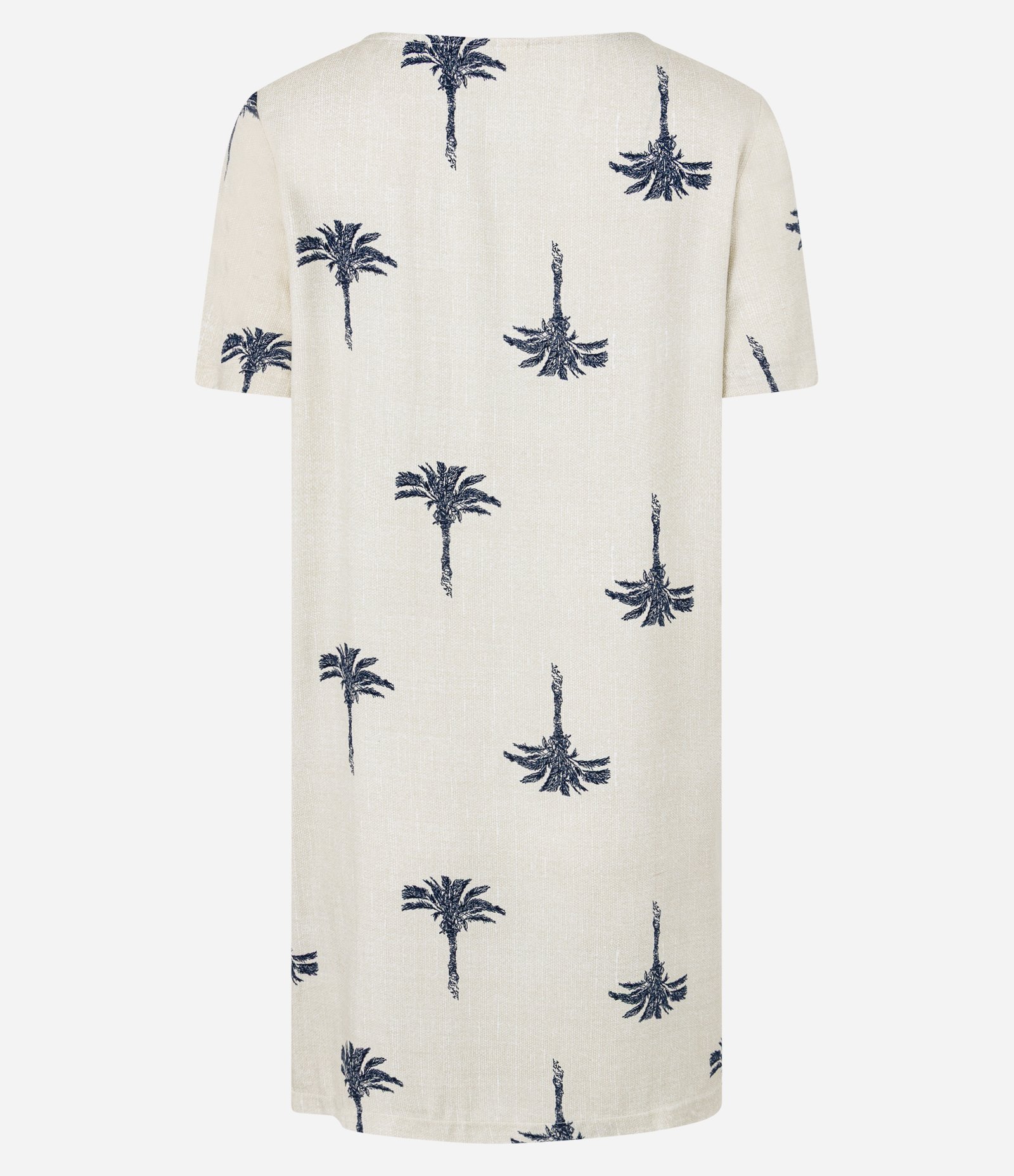 Vestido T-Shirt em Viscose com Efeito Linho e Estampa Coqueiros Off White 5