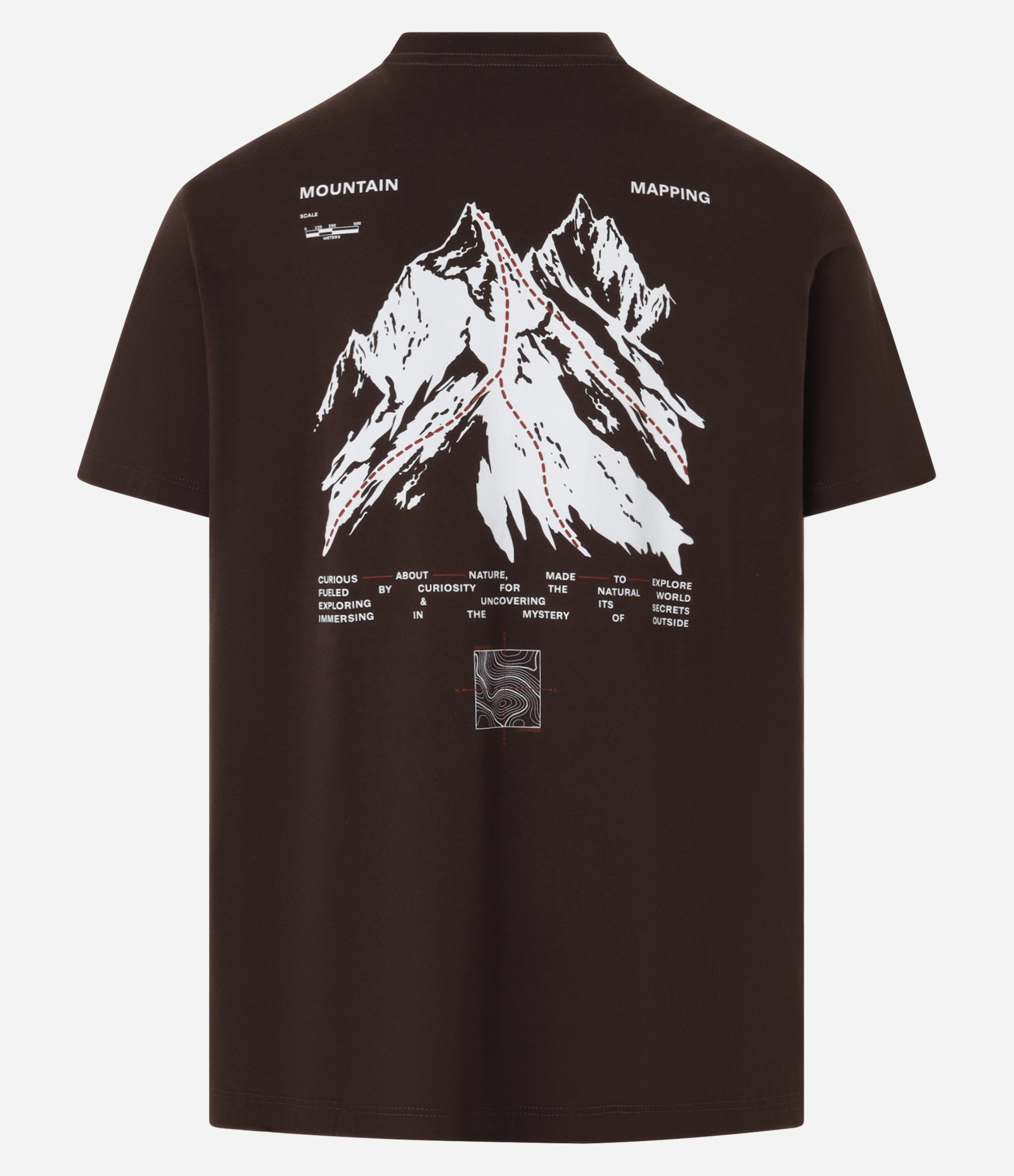 Camiseta Comfort em Algodão com Estampa de Montanha e Lettering Marrom 7