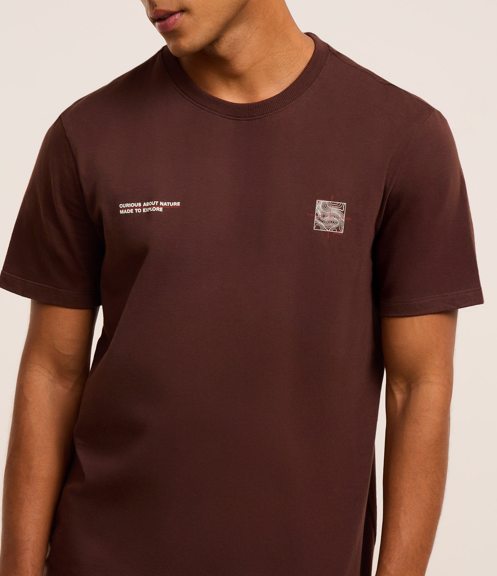 Camiseta Comfort em Algodão com Estampa de Montanha e Lettering Marrom 4