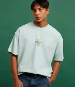 Camiseta Oversized em Malhão com Estampa Lettering Artística