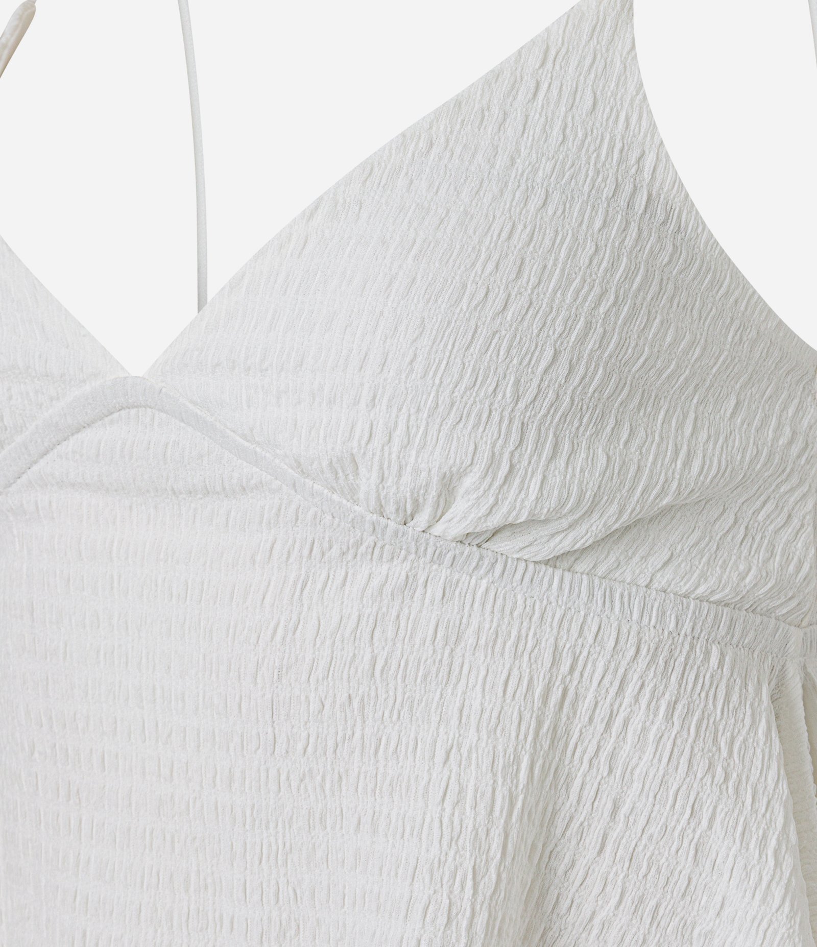 Blusa Curta Texturizada com Alças Finas e Pontas Branco 7