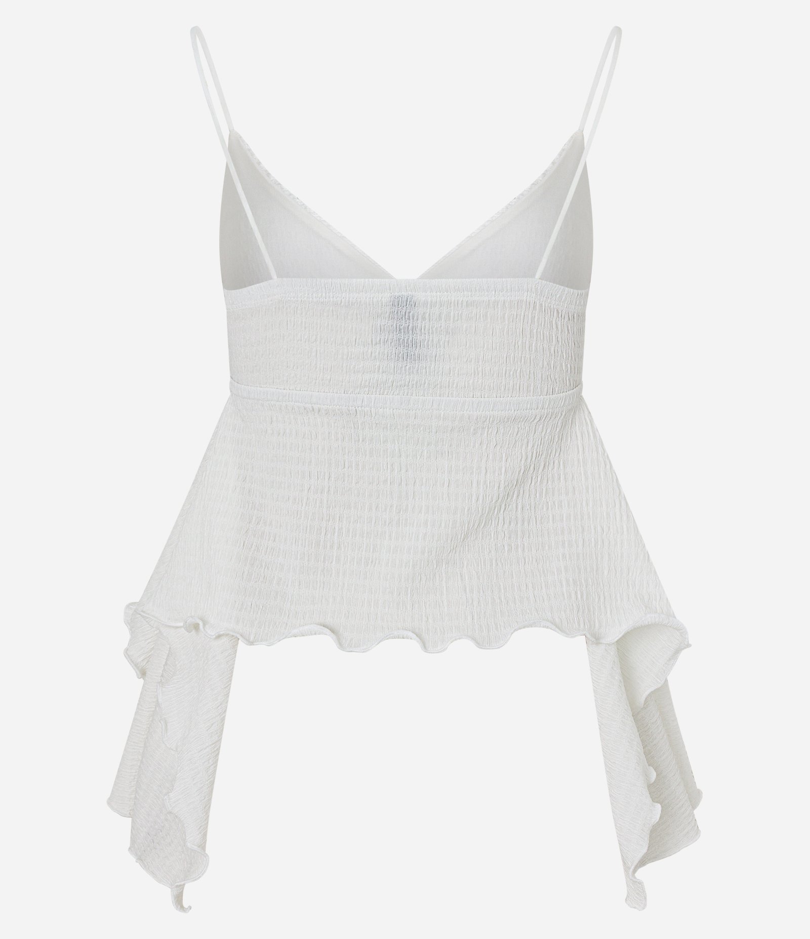 Blusa Curta Texturizada com Alças Finas e Pontas Branco 8