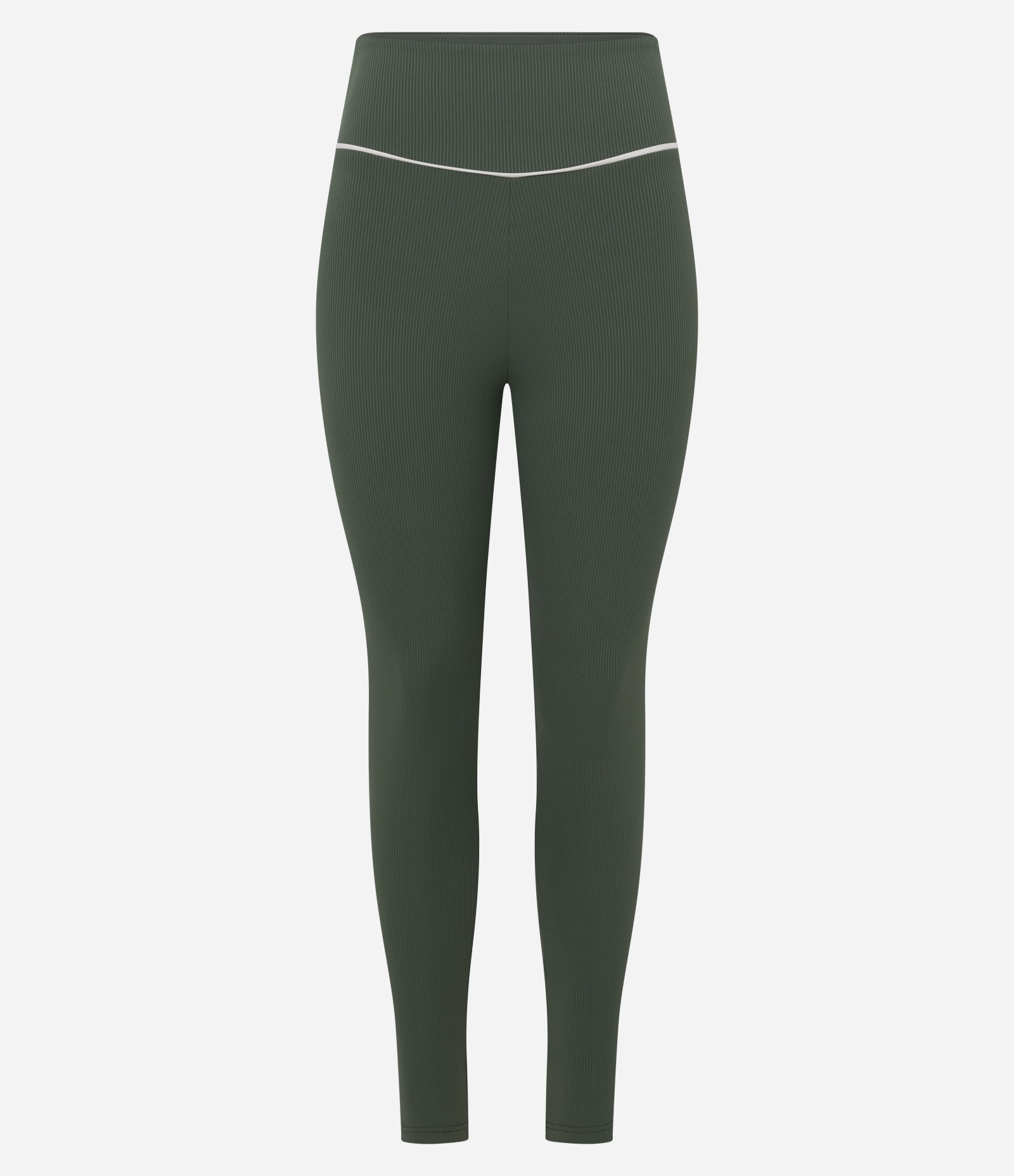 Calça Legging Esportiva em Microfibra Canelada com Friso Contrastante Verde 5