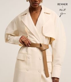 Cinto Médio em Couro com Botões de Pressão