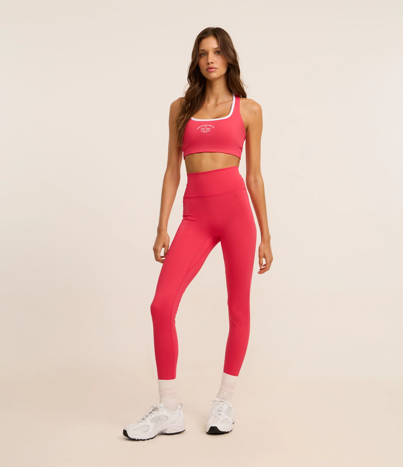 Calça Legging Esportiva em Microfibra Pesada com Bolso Funcional Rosa 1