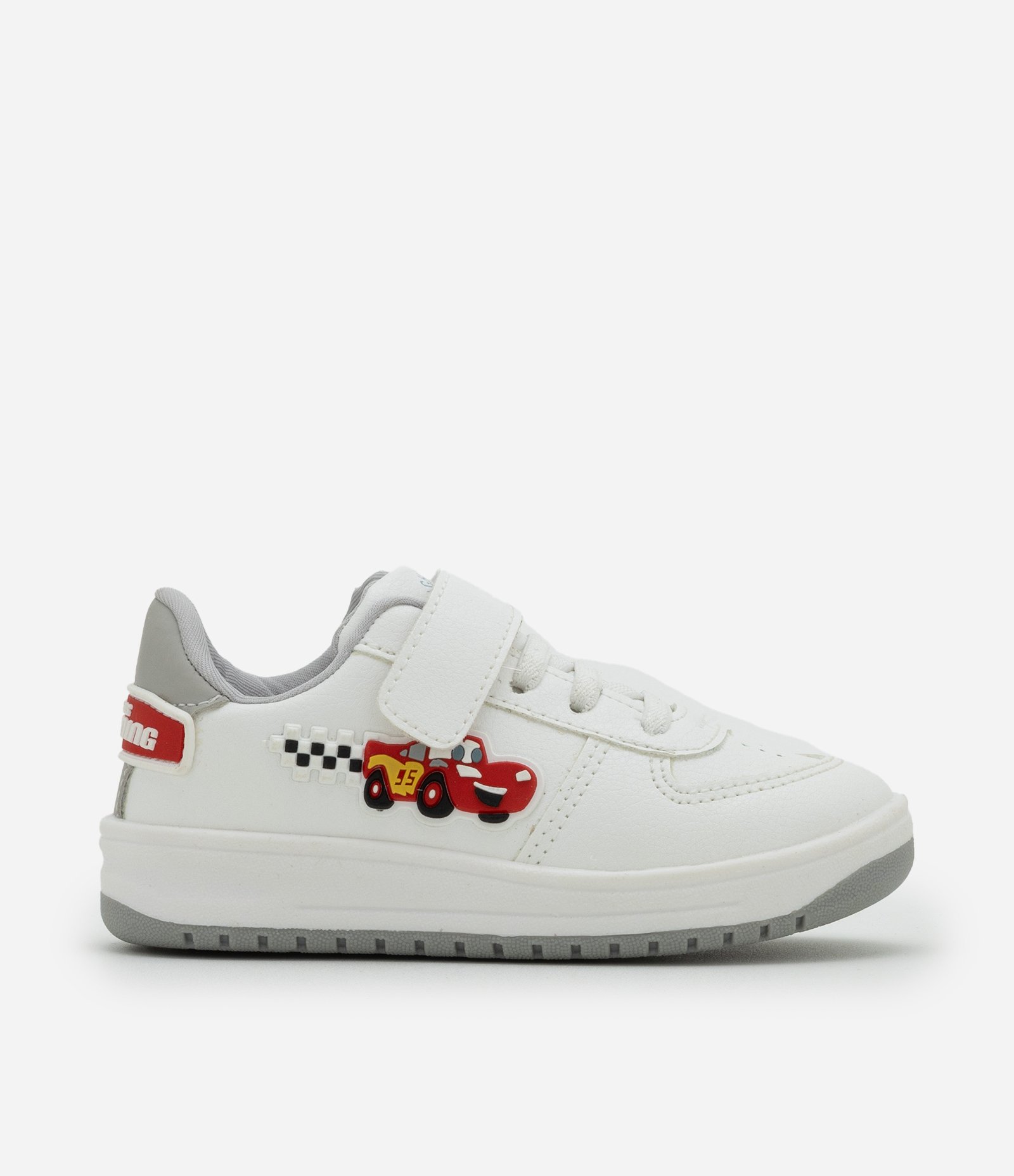 Tenis Infantil em PU com Patch Carros - Tam 20 a 27 Off White 7