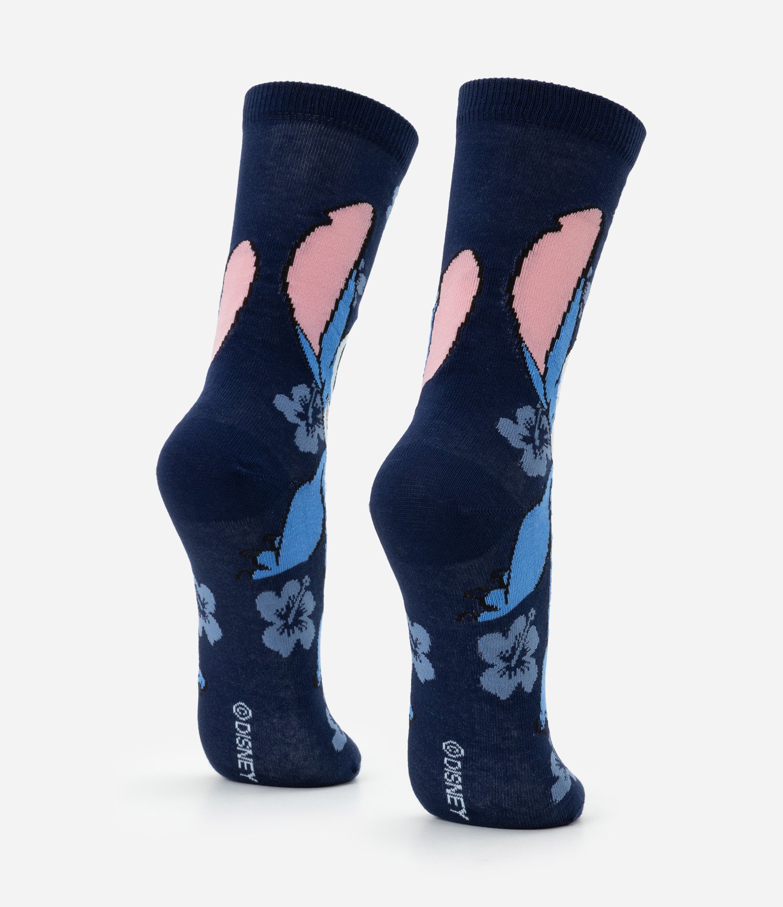 Meia Cano Longo em Algodão com Estampa Stitch Azul 3