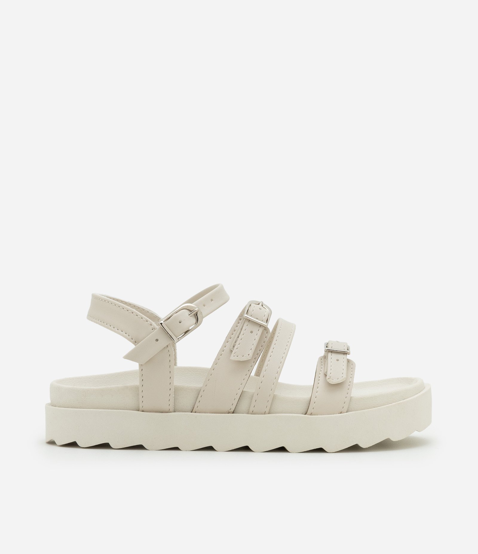 Sandália Infantil Flatform com Tiras e Fivelas - Tam 27 ao 34 Off White 4