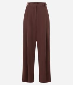 Calça Wide Leg Alfaiatada com Detalhes Laterais no Cós