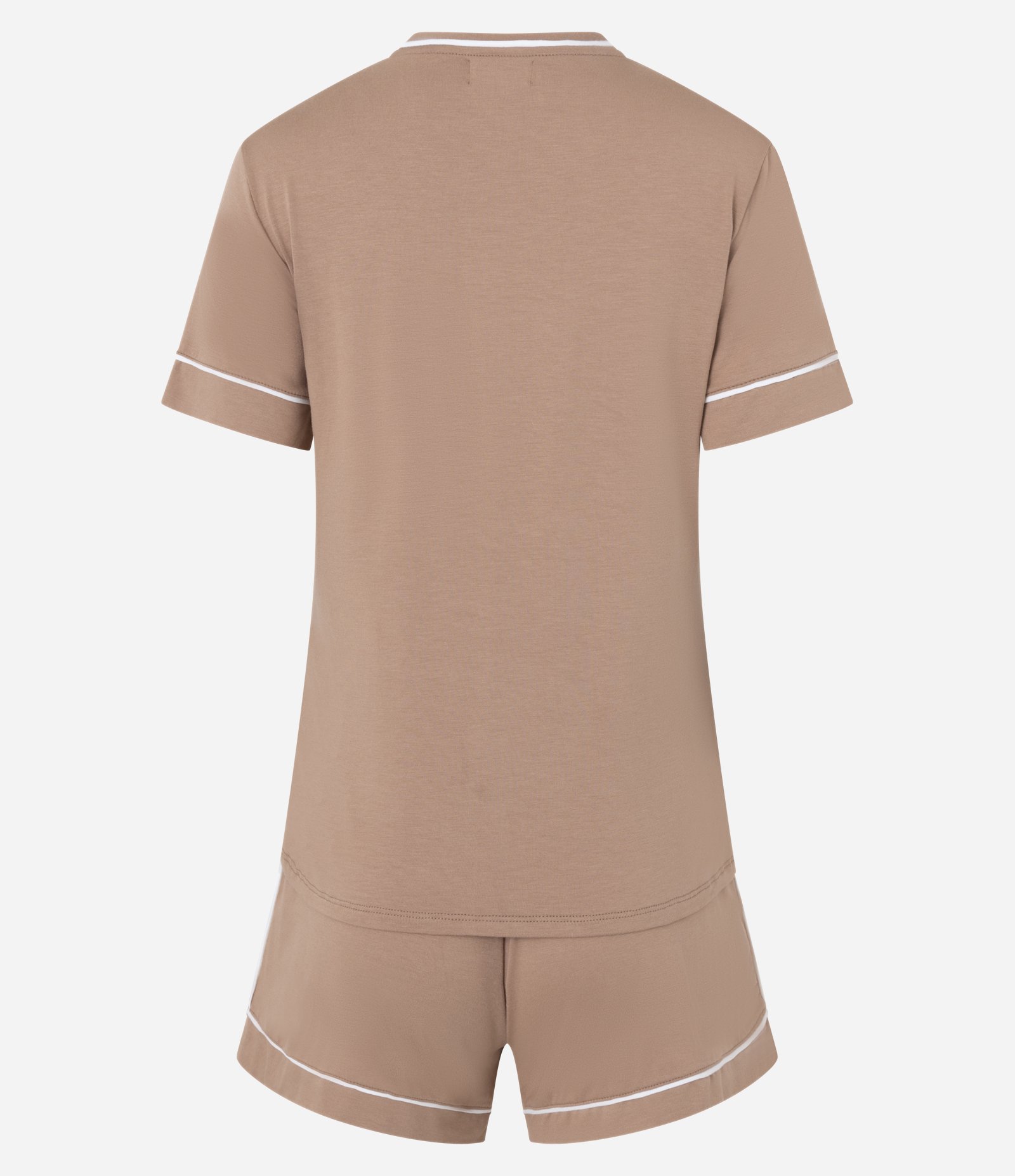 Pijama Short Doll em Viscolycra com Viés Contrastante Marrom 6