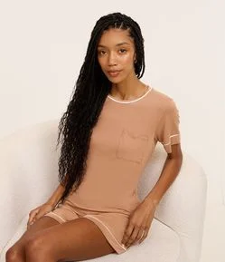 Pijama Short Doll em Viscolycra com Viés Contrastante