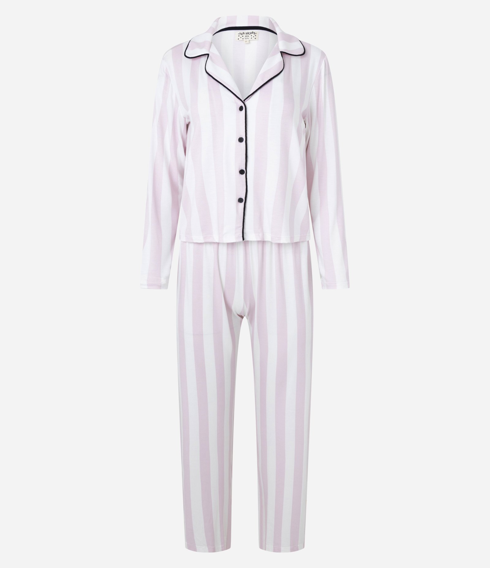 Pijama Americano Longo em Viscose com Estampa Listrada Rosa 4