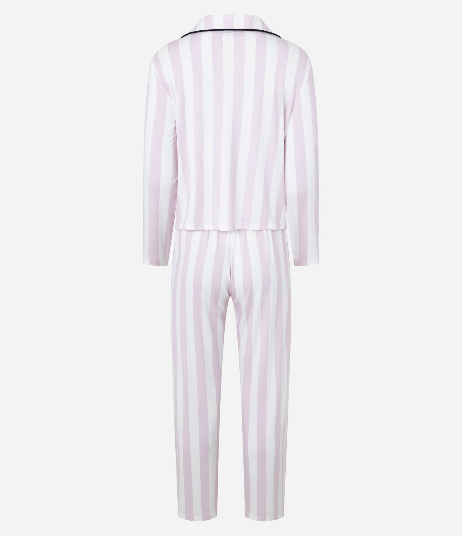 Pijama Americano Longo em Viscose com Estampa Listrada Rosa 5