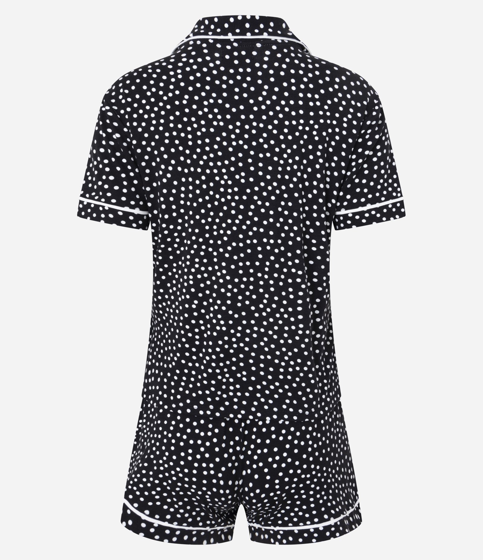 Pijama Short Doll Americano em Viscose com Estampa Poá Preto 4