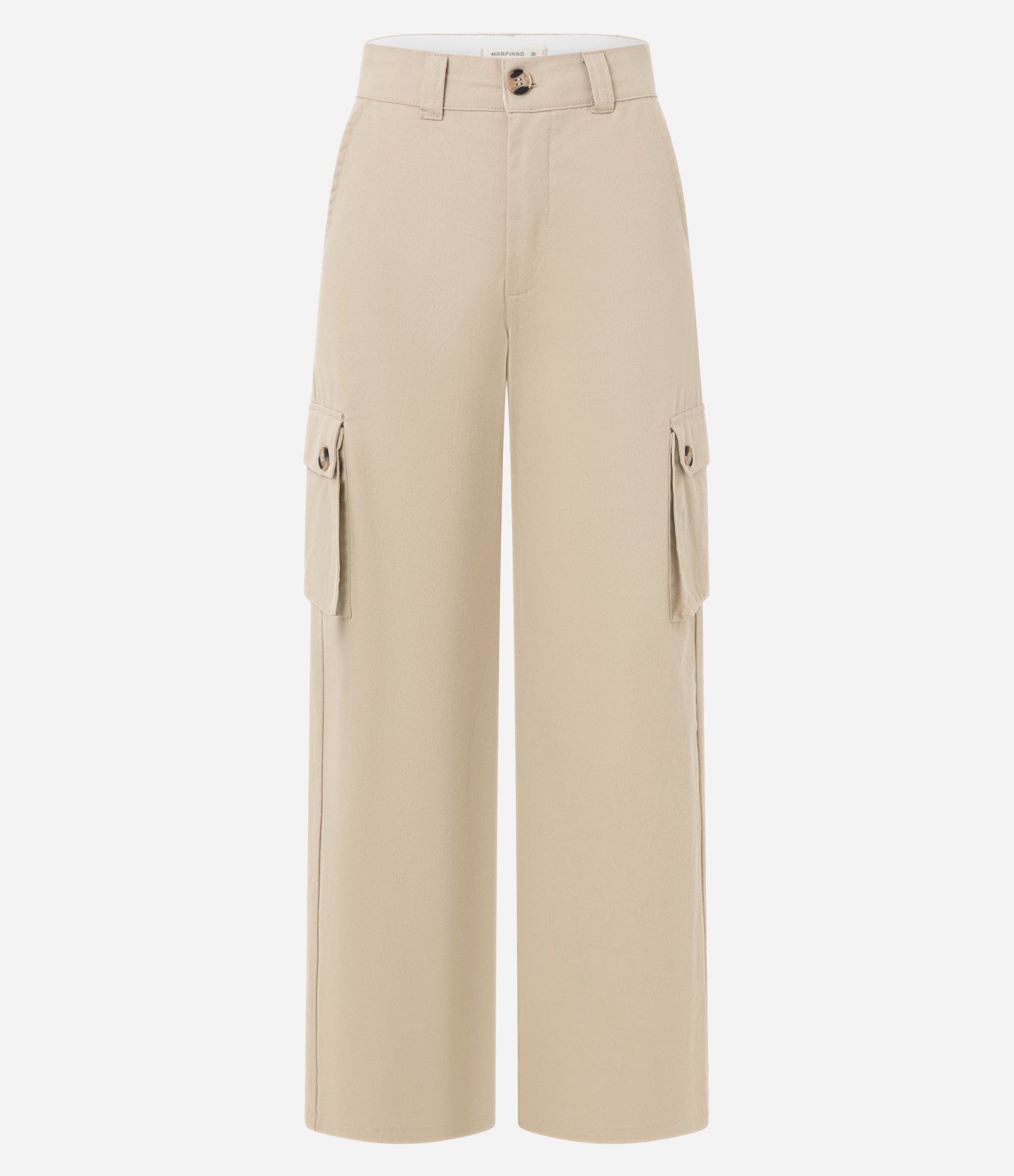 Calça Wide Leg Alfaiataria em Sarja com Bolso Cargo Bege 7