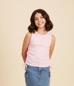 Regata Infantil  com Amarração e Bordado Cinnamoroll - Tam 5 a 14 Anos