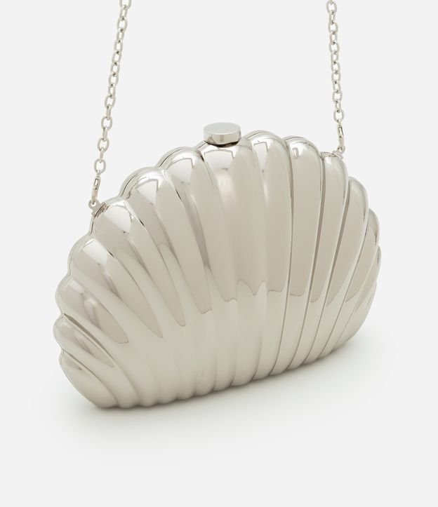 Bolsa Clutch Pequena em Metal com Formato de Concha