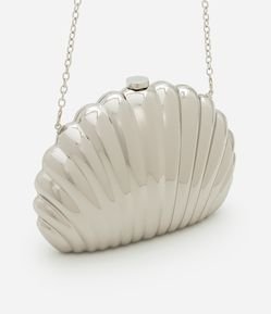 Bolsa Clutch Pequena em Metal com Formato de Concha