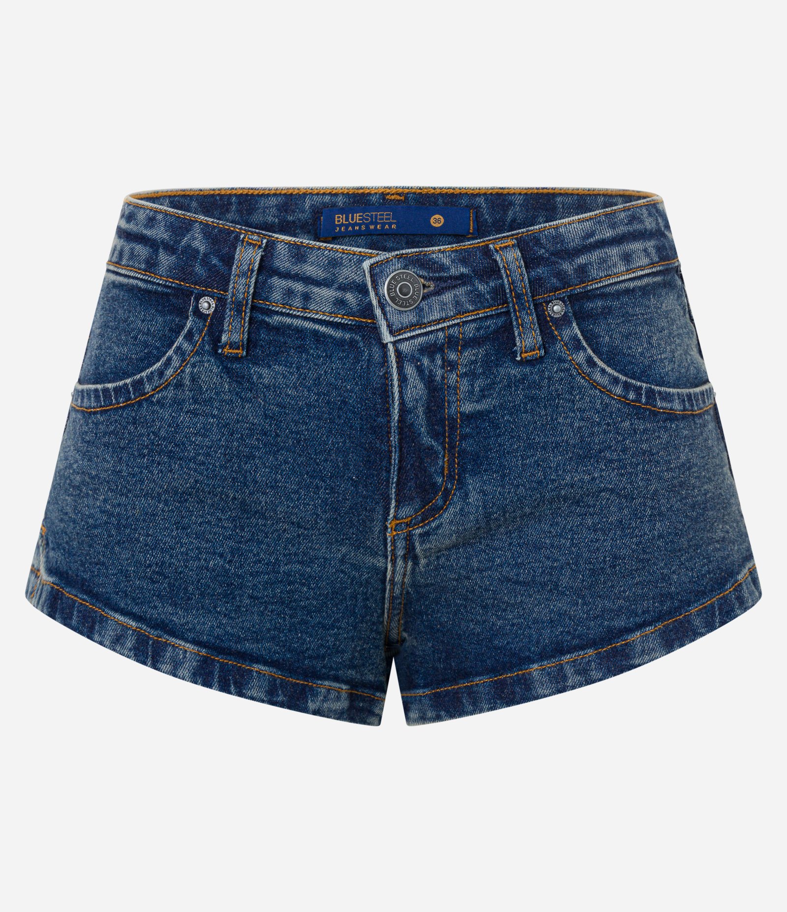 Short Mini em Jeans com Recortes Traseiros e Bolsos Azul 6