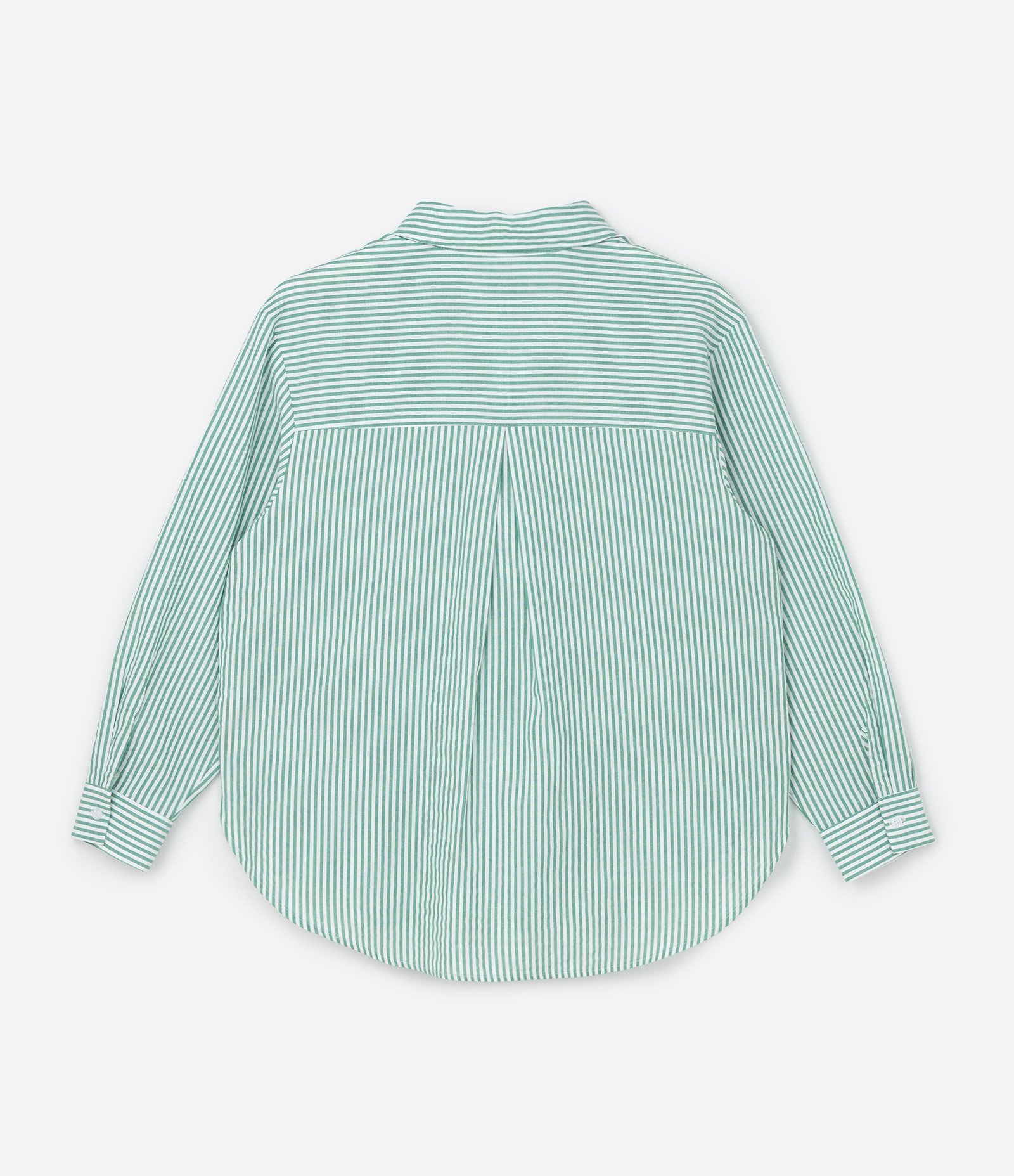Camisa Básica em Tricoline Listrado Curve & Plus Size Verde 5