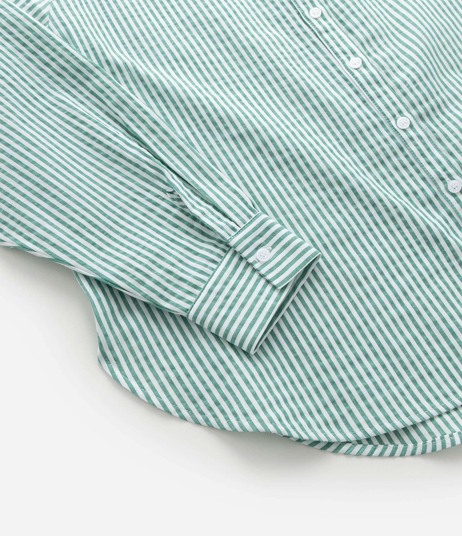 Camisa Básica em Tricoline Listrado Curve & Plus Size Verde 7