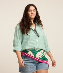 Camisa Básica em Tricoline Listrado Curve & Plus Size