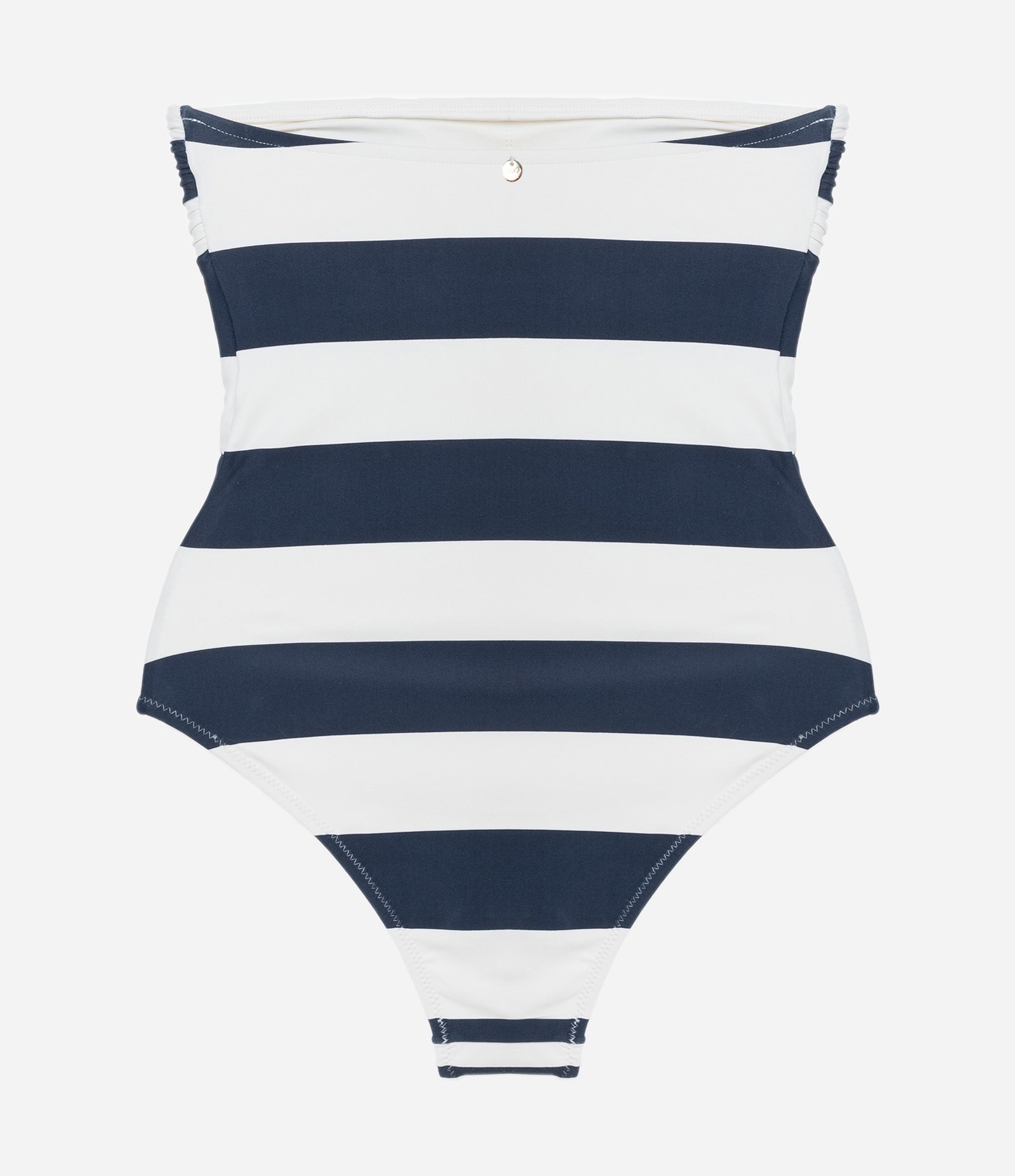 Maiô sem Alça em Microfibra com Estampa Listrada Azul Marinho/Branco 5