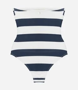 Maiô sem Alça em Microfibra com Estampa Listrada