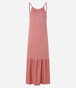 Vestido Longo em Algodão com Alça Trançada