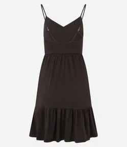 Vestido Curto em Ribana com Babado na Barra e Alcinhas