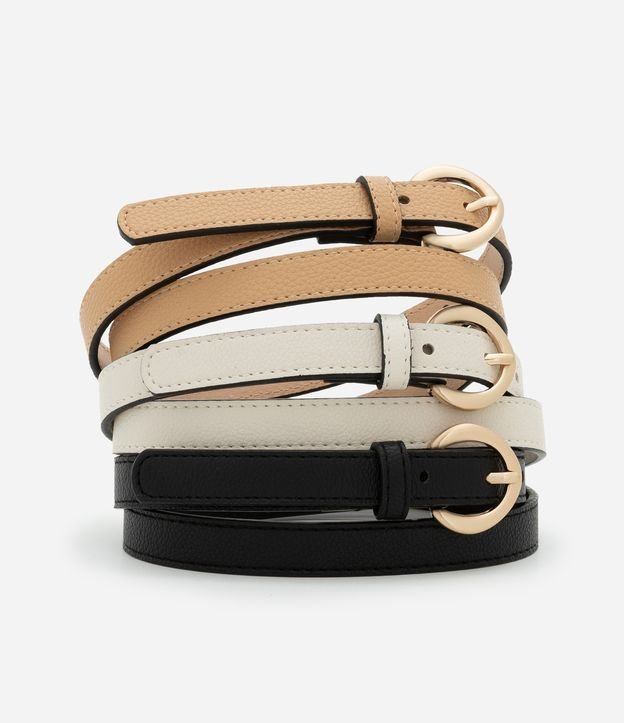 Kit 03 Cintos Finos com Fivela Arrdondada Bold