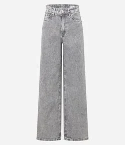 Calça Wide Leg em Jeans com Cintura Alta