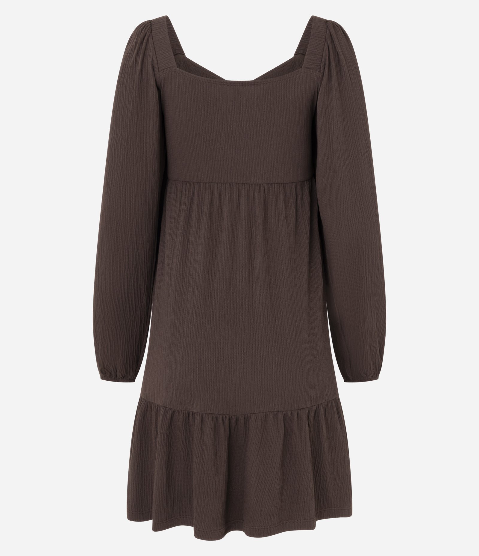 Vestido Curto Texturizado com Decote Coração Marrom 6