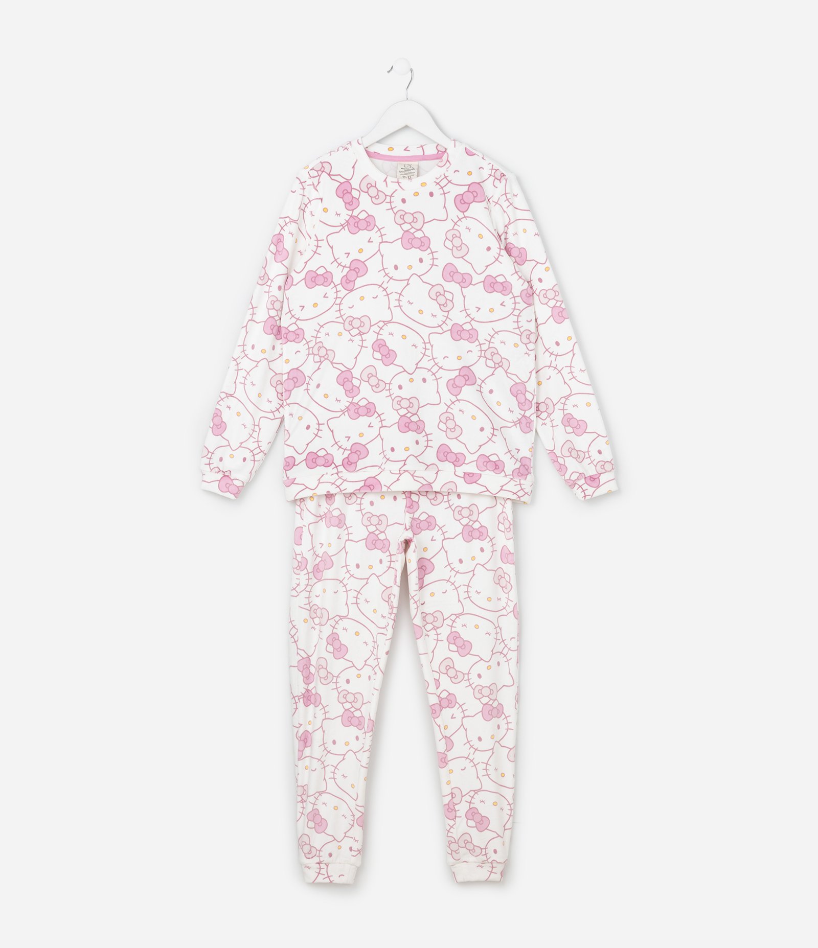 Pijama Infantil Longo em Plush com Estampa Hello Kitty – Tam 4 a 16 Anos Branco/Rosa Claro 2
