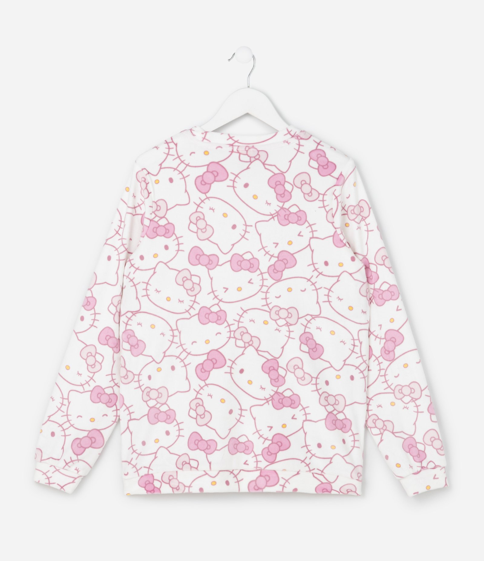 Pijama Infantil Longo em Plush com Estampa Hello Kitty – Tam 4 a 16 Anos Branco/Rosa Claro 4