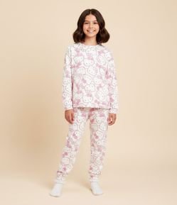 Pijama Infantil Longo em Plush com Estampa Hello Kitty – Tam 4 a 16 Anos