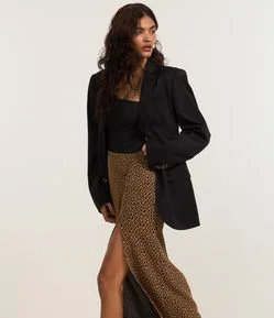 Saia New Midi em Jacquard Animal Print Onça