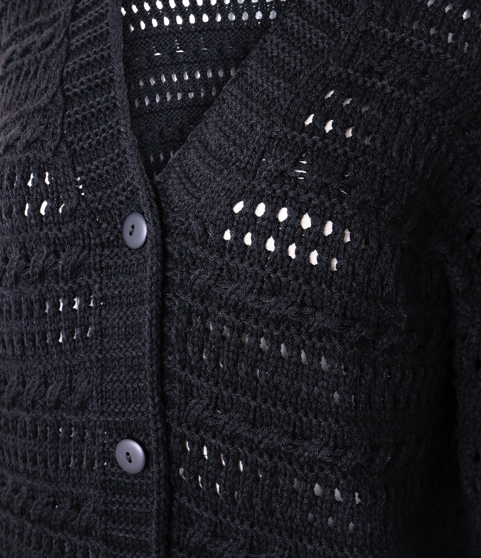 Casaco em Tricô com Botões e Textura em Listras Preto 5