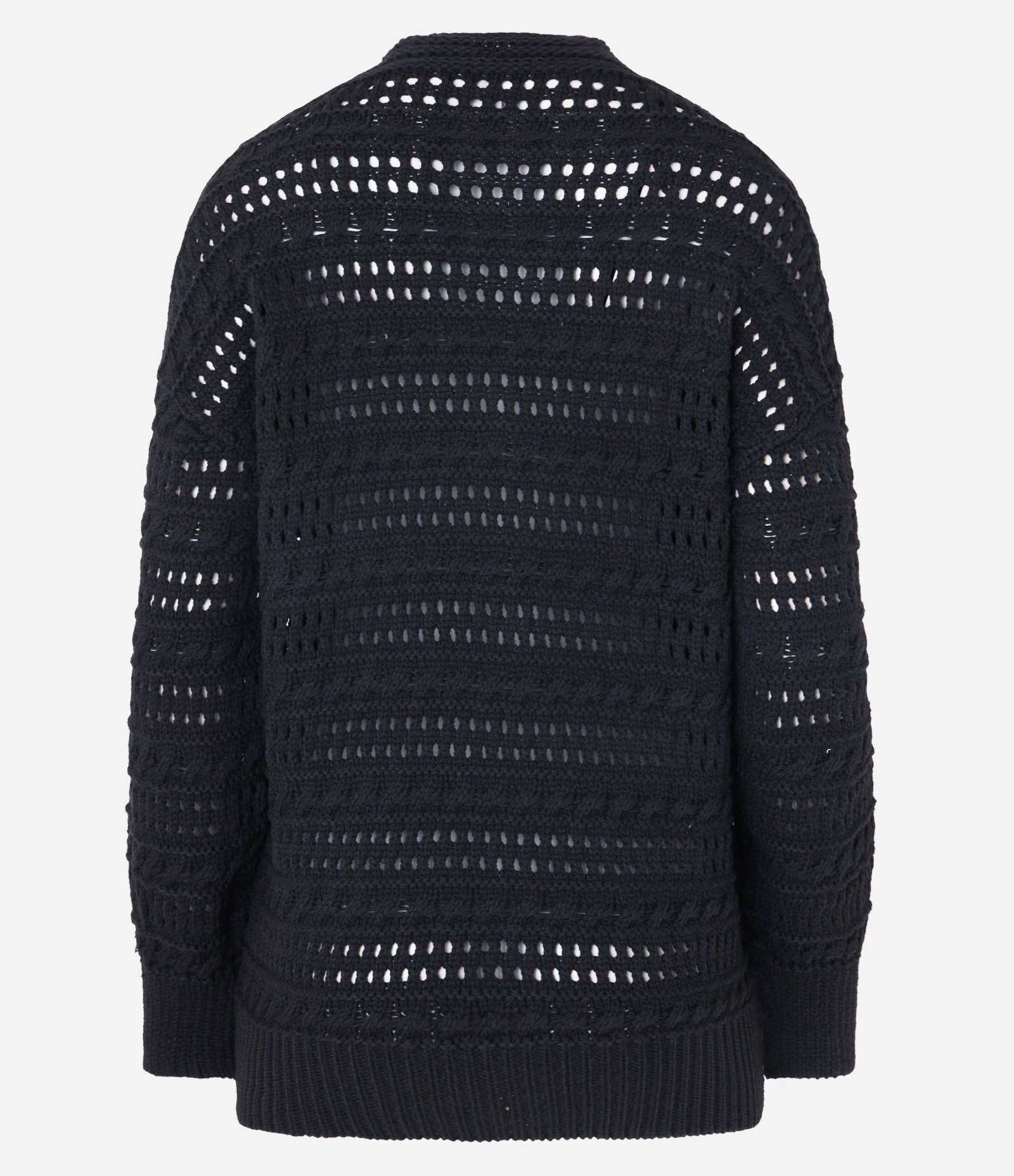 Casaco em Tricô com Botões e Textura em Listras Preto 6