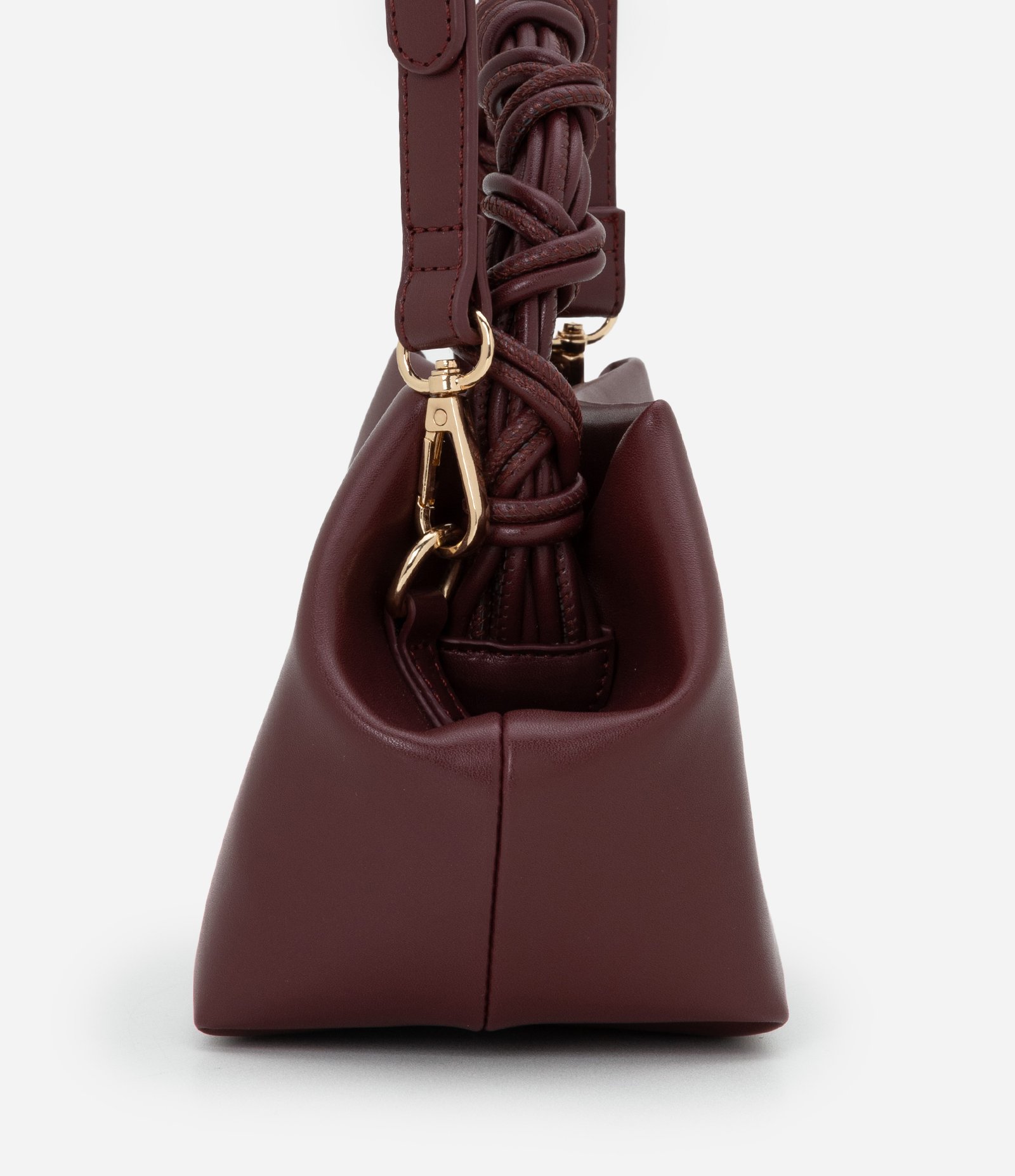 Bolsa Pequena com Alça de Mão Trançada e Alça Longa Vinho 2