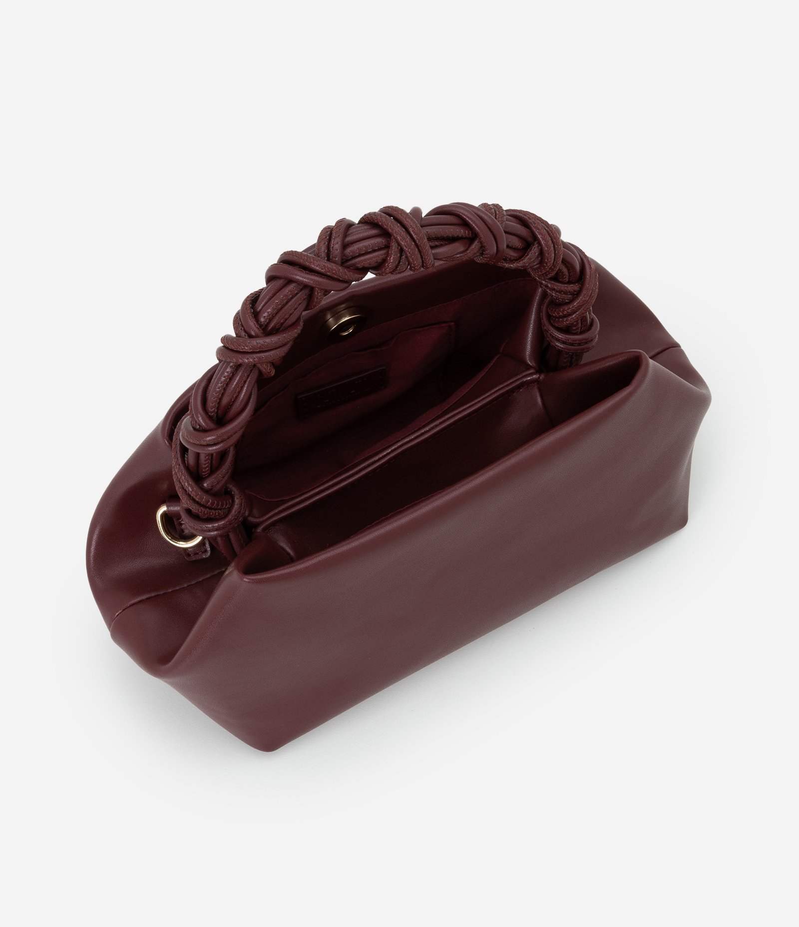Bolsa Pequena com Alça de Mão Trançada e Alça Longa Vinho 5